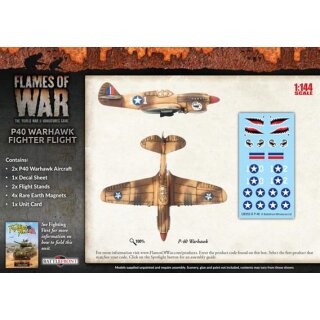 2x P40 Warhawk Fighter Flight Battlefront Miniatures 