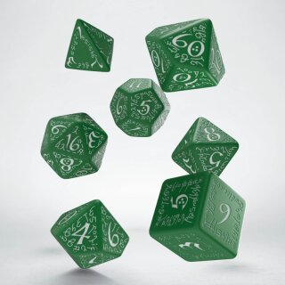 Elvish Green &amp; white Dice Set (7)