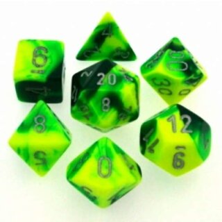Green-Yellow w/silver 7-W&uuml;rfelset (Gemini)