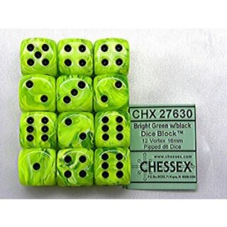 Chessex Vortex Bright Green W6 16mm Würfel Set CHX27630 
