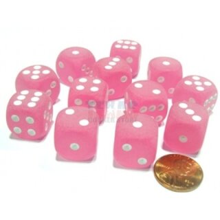 Frosted Polyhedral Pink w/white W6 16 mm (Signature) (12)