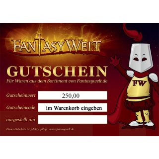 Geschenkgutschein 250.- EUR f&uuml;r FantasyWelt.de