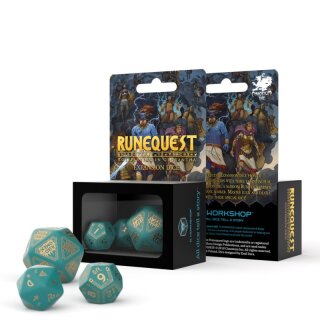 RuneQuest Turquoise &amp; Gold Expansion Dice (3)