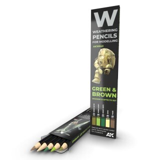 AK Green &amp; Brown Shading &amp; Effects Pencil Set (5)