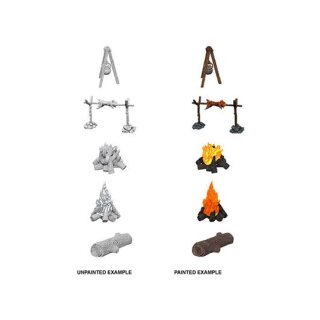 Camp Fire &amp; Sitting Log: Wizkids Deep Cuts Unpainted Miniatures