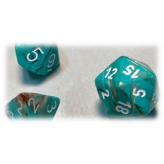 Marble Oxi-Copper w/white Polyhedral 7-Die Sets