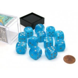 Chessex 16mm d6 with pips Dice Blocks - Luminary Sky/silver (12)