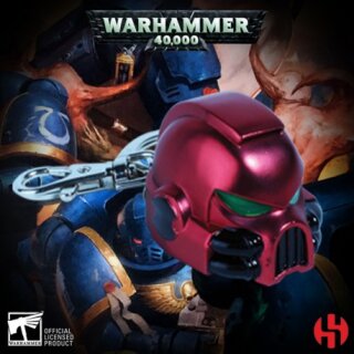 Warhammer 40K Metal Keychain Space Marine MKVII Helmet Blood Angels