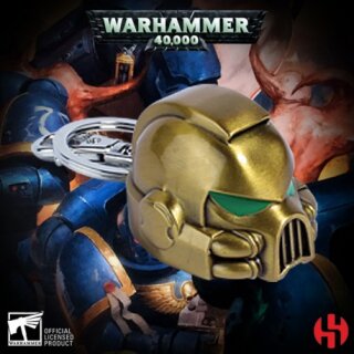 Warhammer 40K Metal Keychain Space Marine MKVII Helmet Gold