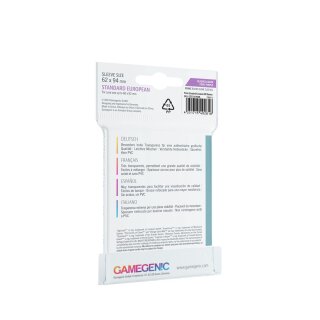 Gamegenic - Prime Standard European-Sized Sleeves 62 x 94 mm - Clear (50)