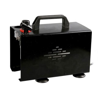MK 3 Airbrush Kompressor mit Druckregulator und Wasserabscheider mit schwarzer Abdeckung
