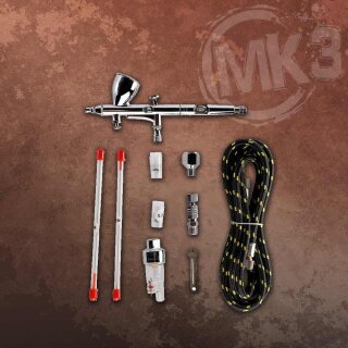 MK3 Airbrush Double-Action Beginner Set with Air Control, 0.2mm &amp; 0.3mm Nozzles + Filter