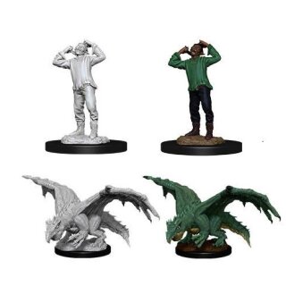 D&amp;D Nolzurs Marvelous Miniatures - Green Dragon Wyrmling &amp; Afflicted Elf (2)